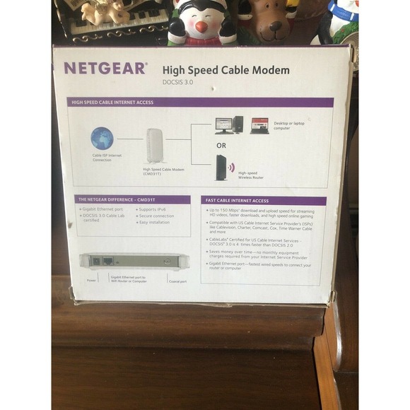 New NETGEAR CMD31T-100NAS High Speed Cable Modem DOCSIS 3.0 External Port IPv6 - Picture 5 of 12